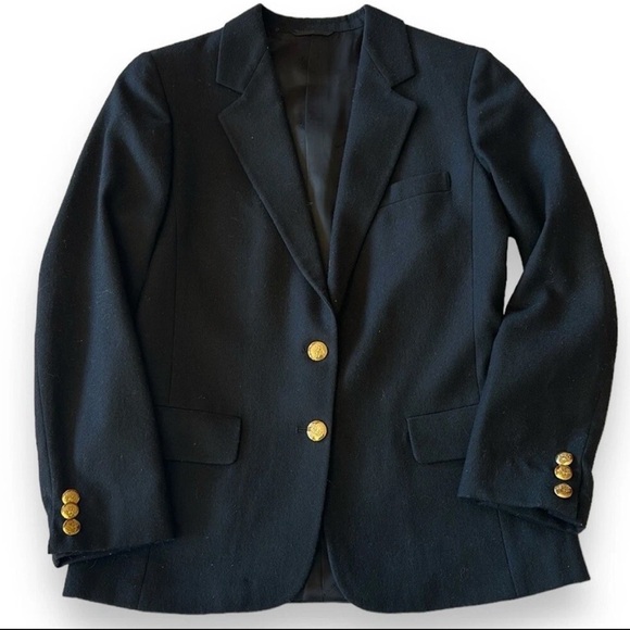 Aquascutum of London, size Large, Classic Black Blazer with Gold Buttons, wool - Picture 1 of 8
